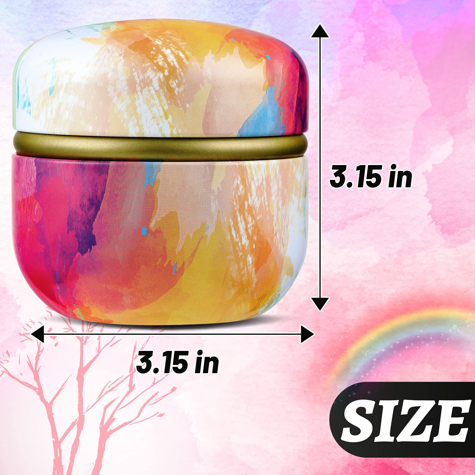 Body Powder Case with Powder Puff Powder Container Tea Canister for Baby and Adult Body Talcum Powder Tea Box (Rainbow)