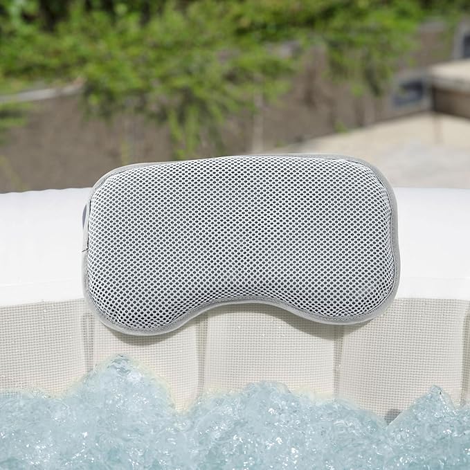 Bestway 2 Pack SaluSpa Padded Headrest Pillows with Adjustable Strap to Adjust Height, Washable Mesh Cover, Compatible with SaluSpa Hot Tubs, Gray
