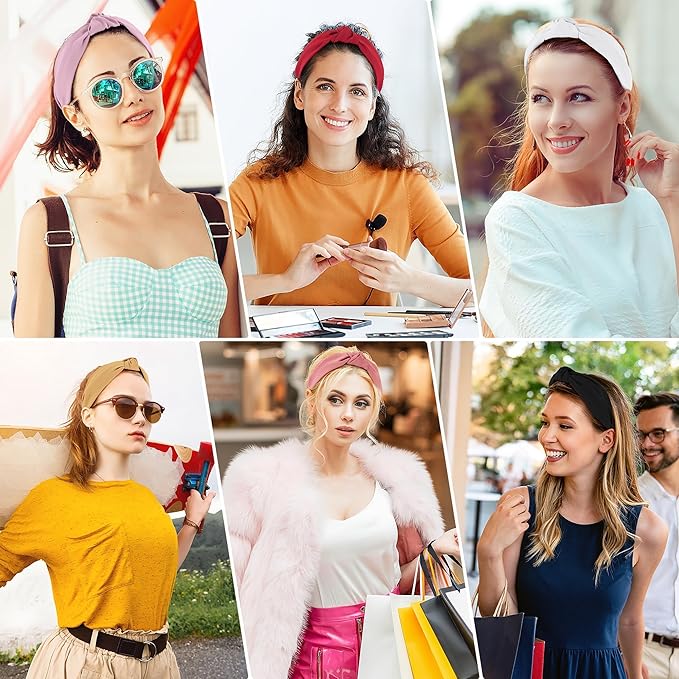 Headbands for Women Girls - 6PCS Stylish Top Knotted Headbands - Knotted Headband for Women - Head Bands Wide Hairband Hair Accessories