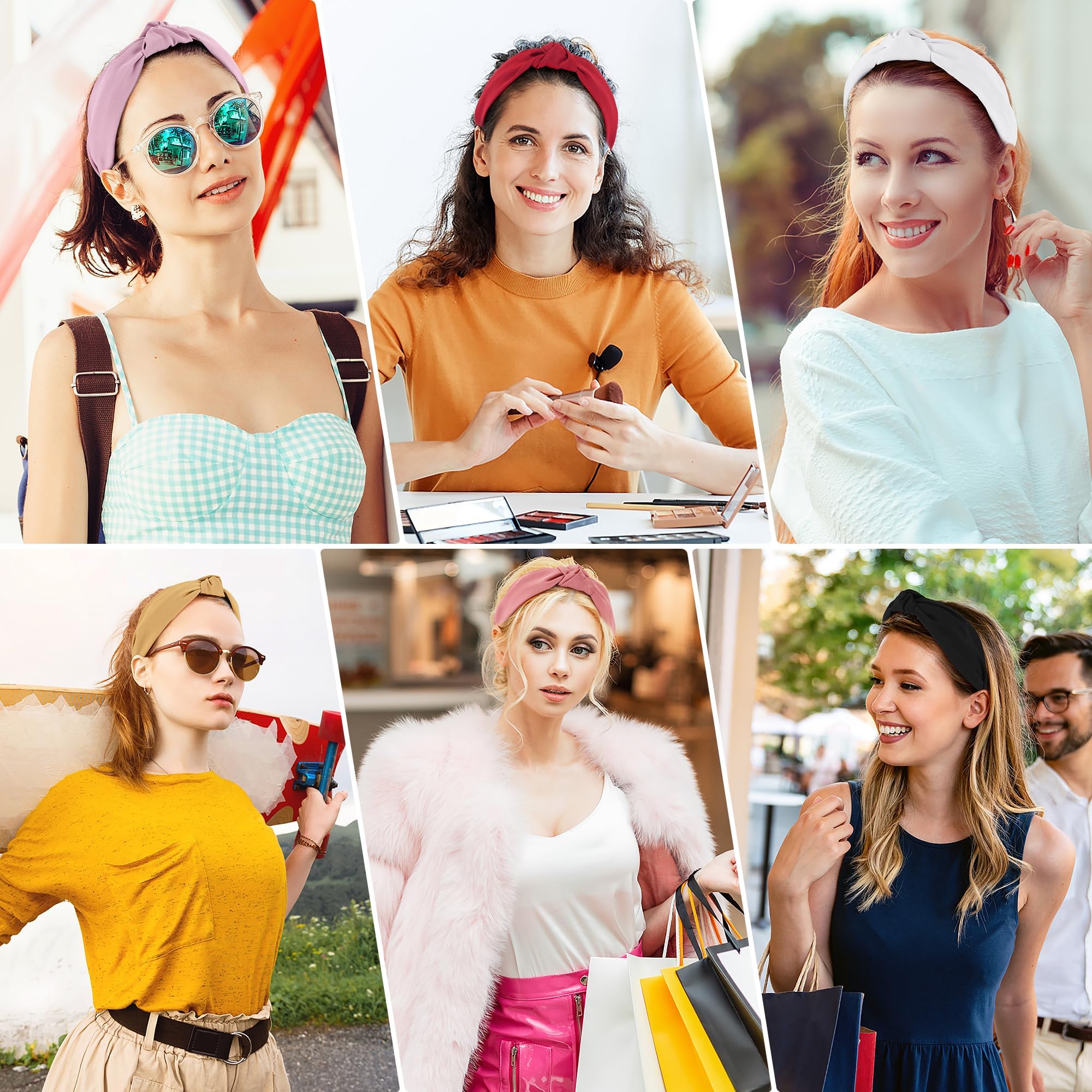 DiyJibb Headbands for Women Girls - 6PCS Stylish Top Knotted Headbands - Knotted Headband for Women - Head Bands Wide Hairband Hair Accessories
