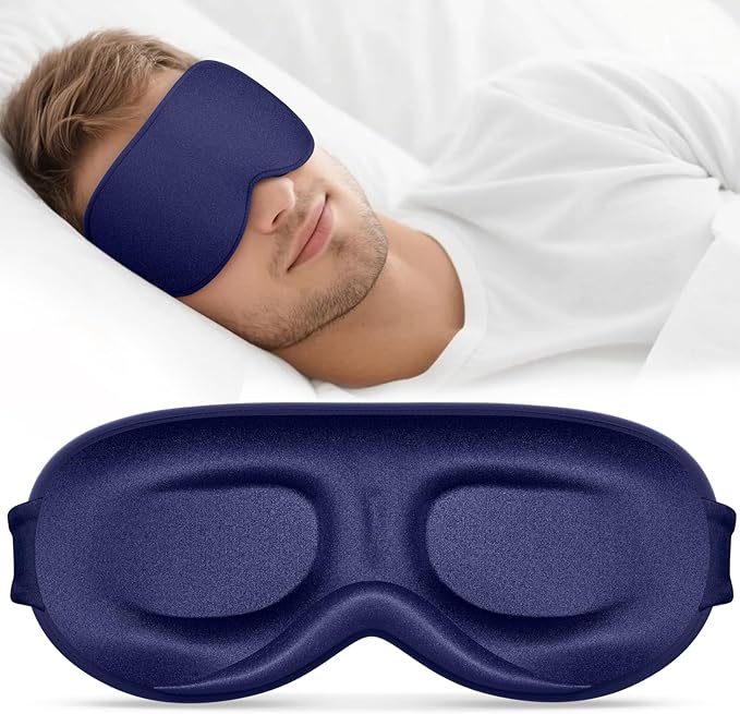 Vynix® Sleep Mask for Men Women - 100% Blackout Eye Masks for Sleep - 3D Soft Sleeping Mask for Side Sleepers - Zero Pressure Lash Extensions Eye Cover Shade for Airplane Travel Essentials, Blue