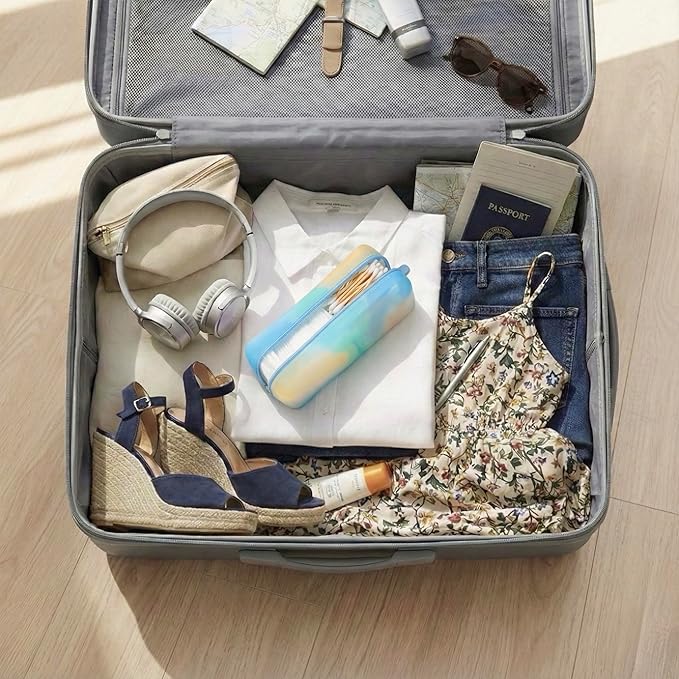Cotton Pad Swab Travel Case, Waterproof Organizer (Ocean Breeze)