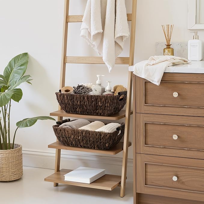Storageworks Wicker Baskets for Shelves, Large Organizer Basket for Shelves, Wicker Baskets for Storage, Decorative Storage Basket, Vintage Home Decor, Water Hyacinth
