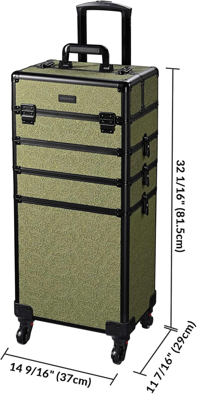 BYOOTIQUE 3-Piece Rolling Makeup Train Case on Wheels Travel Makeup Artist