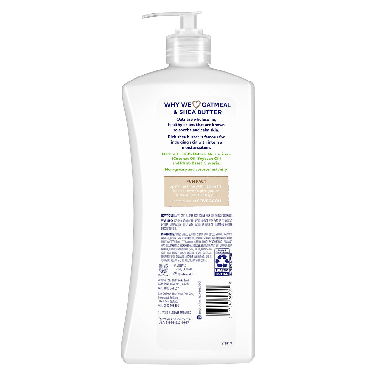 St. Ives Soothing Hand & Body Lotion for Women with Pump, Daily Moisturizer Oatmeal and Shea Butter for Dry Skin, Made with 100% Natural Moisturizers, 21 fl oz, 4 Pack