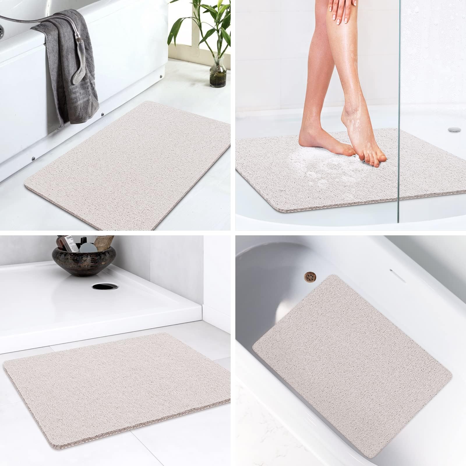 LuxStep Shower Mat Bathtub Mat Non-Slip Bath Mat with Drain, Quick Drying