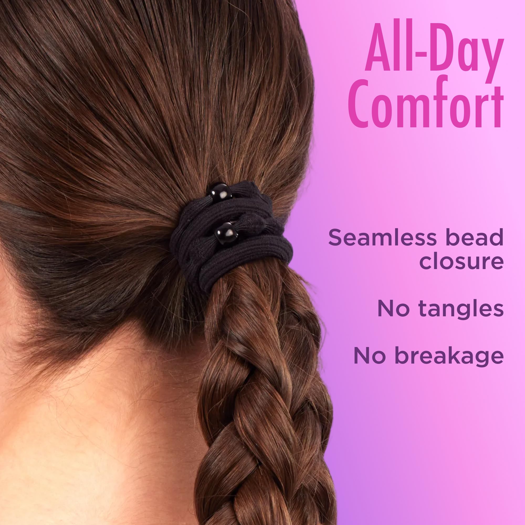 Goody Ouchless Forever Hair Elastics - 10 Ct, Assorted Neon, Damage-Free Bands, 3X Stronger Hair Ties, Retainable Shape, 16 Strand Inner Core, Hair Accessories for Women & Men, All Hair Types