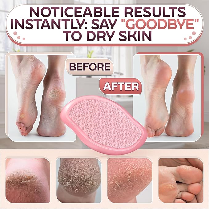 Nano Glass Foot File – 4.6" Glass Foot Callus Remover, Ergonomic Heel Scraper for Cracked Heels, Scratch-Resistant & Non-Wearing – Moisture-Resistant & Gentle Cleansing, Designed for Wet or Dry Use