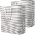 Lifewit 2 Pack Laundry Basket 100L Each, Collapsible Clothes Hamper with Reinforced Handles, Freestanding Waterproof Design for Bedroom and Laundry Room, Grey 200L Total