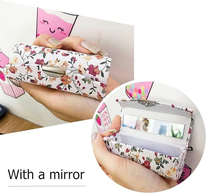 MIAO JIN Lipstick Case with Mirror Small Lipstick Holder for Purse