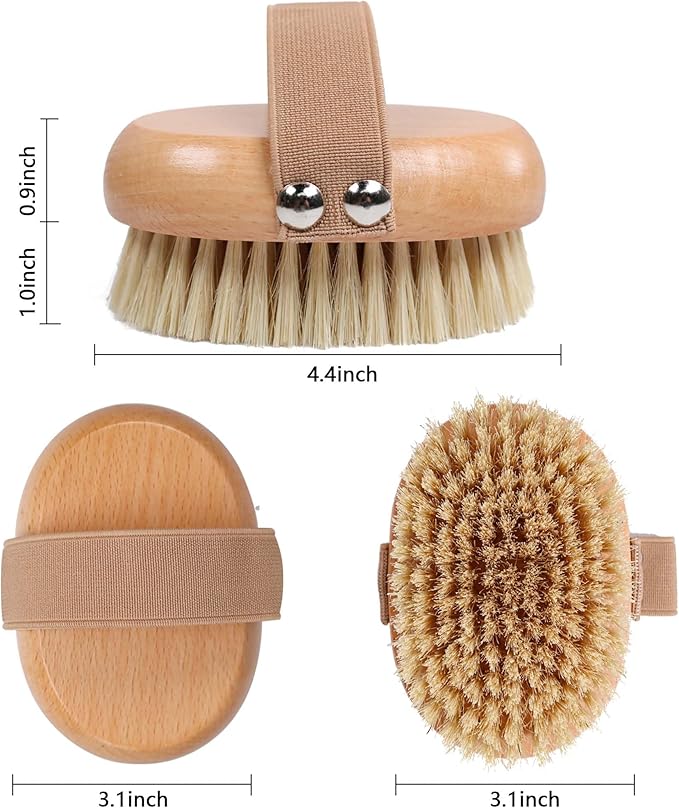 OWIIZI Dry Brushing Body Brush Wooden Body Scrubber Exfoliator