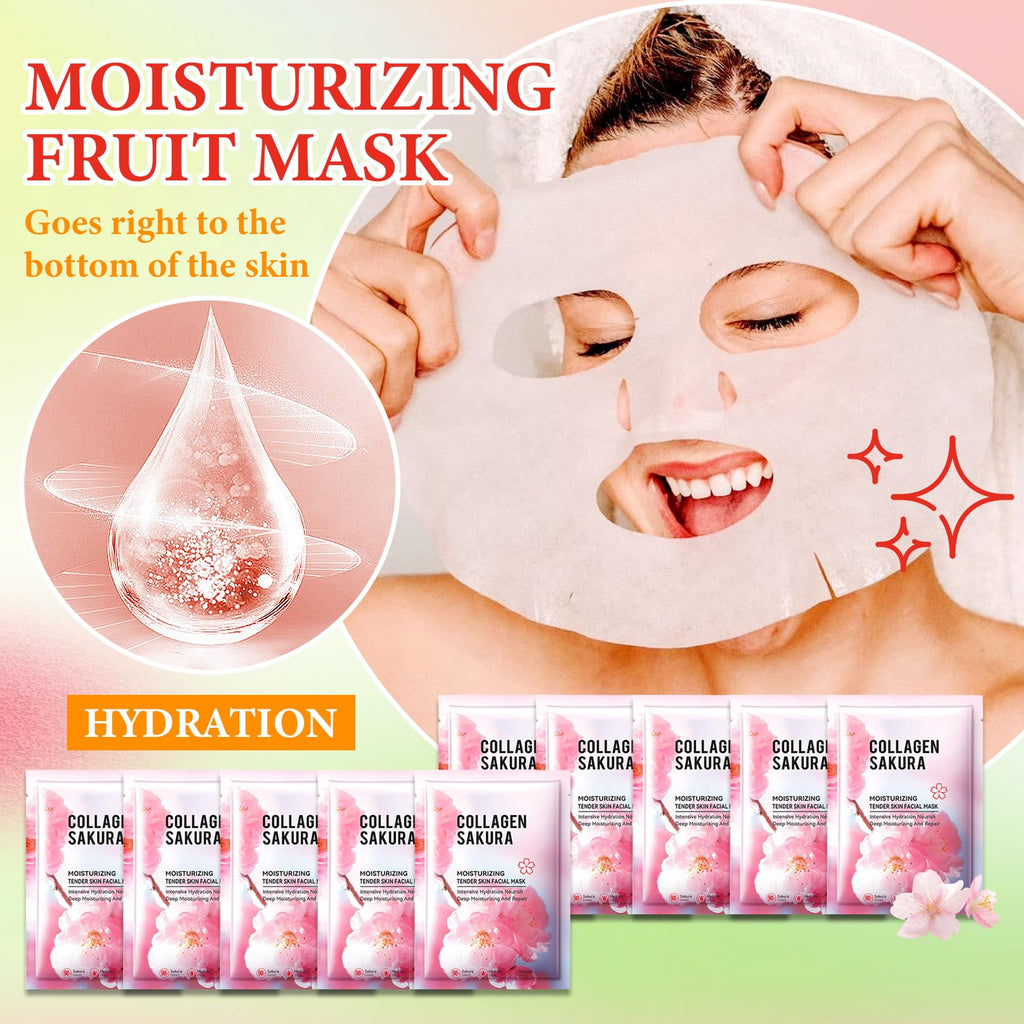 10 Pack Variety Facial Sheet Masks Skin Care Set, Hydrating Bulk Sheet Face Masks Skincare Gifts Set for Women Men, Long Lasting Moisturizing Face Mask Skincare for All Skin Type（14)