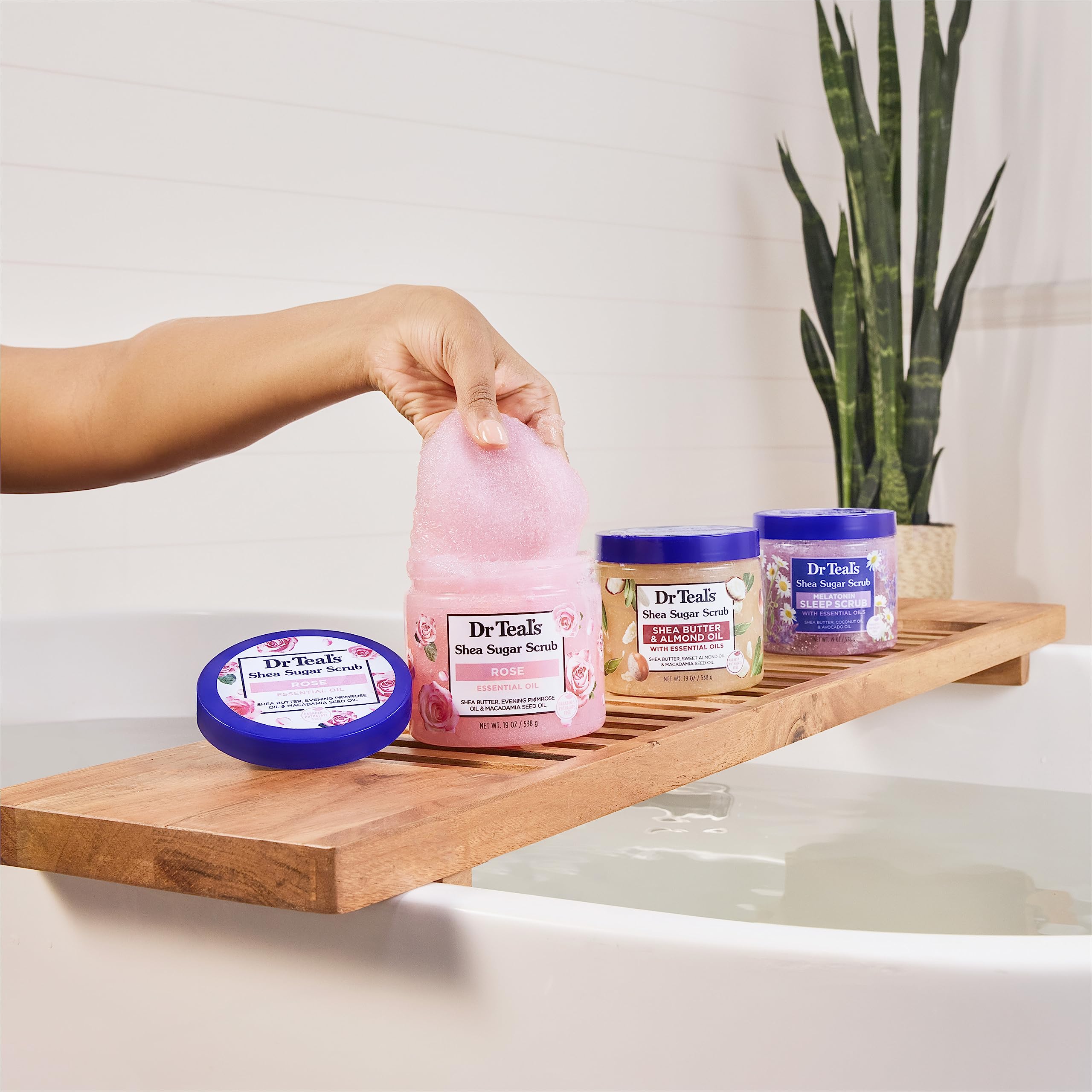 Dr Teal's Shea Sugar Body Scrub, Rose with Essential Oil, 19 oz (Pack of 3)