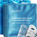 MAREE Hydrogel Collagen Facial Mask with Hyaluronic Acid — Hydrating Face Masks Skincare — Niacinamide, Amino Acids & Red Algae Extract — Facial Masks For Women — Mascarillas Para La Cara — 4 Count