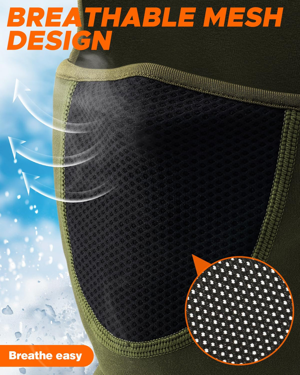 Balaclava Face Ski Mask with Movable Design for Men Women-Fleece Winter Face Covering for Cold Weather Skiing Outdoor Work ArmyGreen