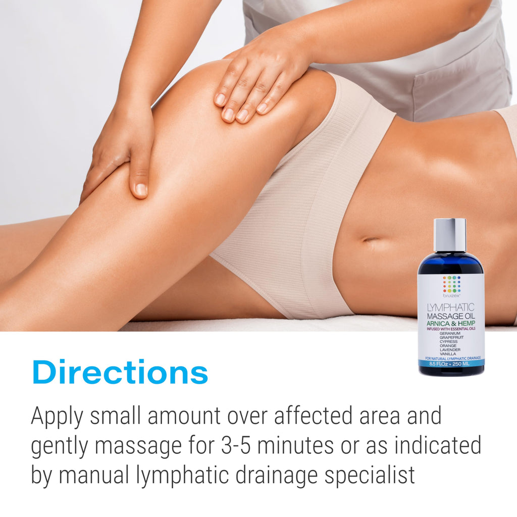 Bruizex Lymphatic Drainage Massage Oil with Arnica & Hemp Seed Oil for After Care Routine & Lymphatic Drainage Massager, Liposuction, 360 Lipo, BBL, Tummy Tuck Procedure, Calming Formula - 8.5 Oz