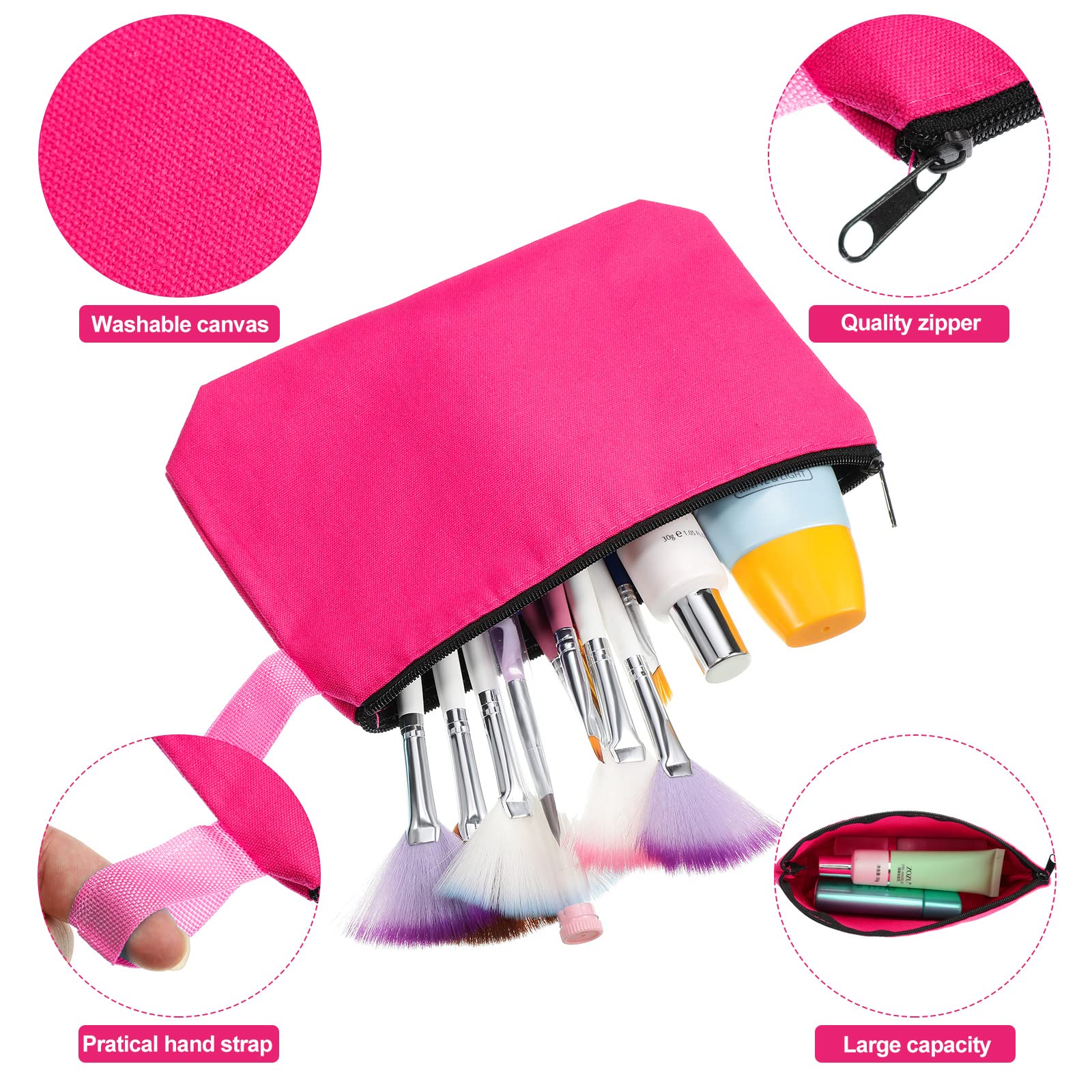 Saintrygo 30 Pcs Canvas Makeup Bags Bulk, Travel Cosmetic Zipper Pouch Blank DIY Multipurpose Toiletry Bag Hygiene Pouch for Women Purse Pencil Case (9.8 x 5 x 2 Inch,Classic)