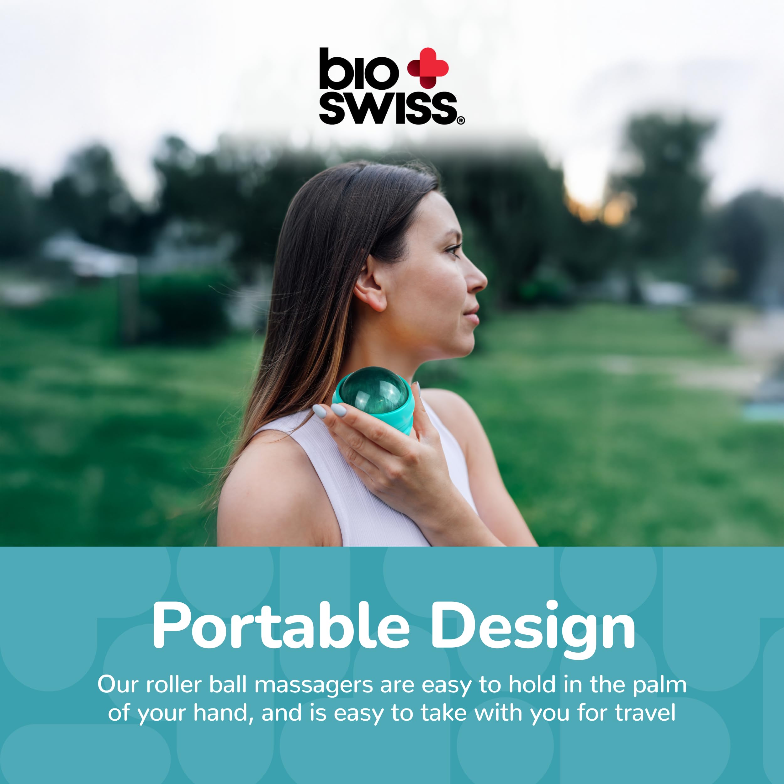 BioSwiss Roller Ball Massager, Handheld Full Body Massage Tool for Back, Legs, and Muscles