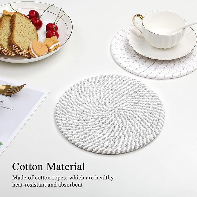 SHACOS 8 Inches Trivets for Hot Dishes, 4 Pieces Cotton Trivets Mats