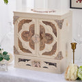Makeup Box Organizer with LED Mirror Vintage Cosmetic Storage Cabine White