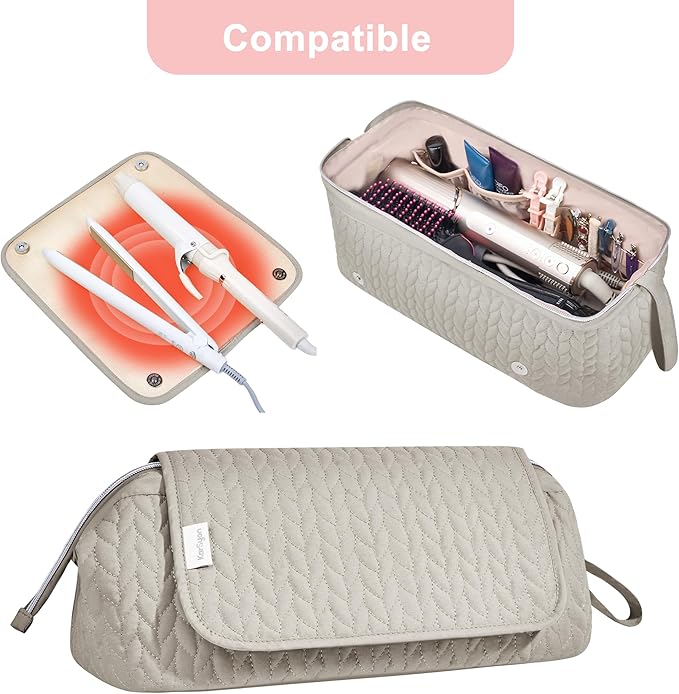 KarSyon Hair Tools Travel Bag with Hot Tool Mat 2 in 1 Organizer Bags