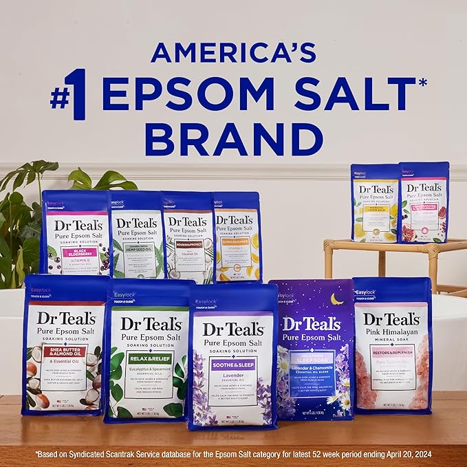 Dr Teal's Salt Soak with Pure Epsom Salt, Nourish & Protect with Coconut Oil, 3 lbs (Pack of 2)