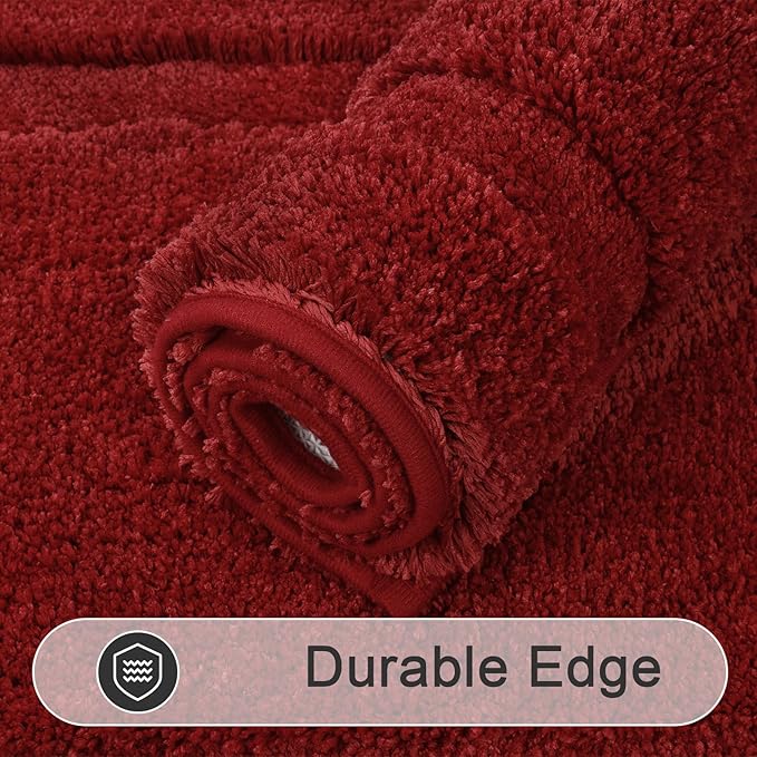 SHACOS Red Bathroom Rugs Sets 3 Piece Small Bath Mat U Shaped Toilet Rug