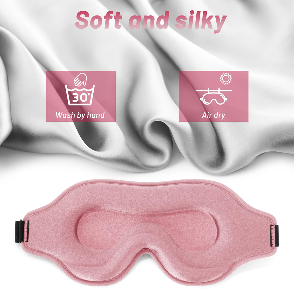Sleep Eye Mask for Men Women, Lash Extensions 3D Sleeping Mask, Travel Blackout Night Blindfold Eye Shade Cover with Adjustable Strap (Pink)