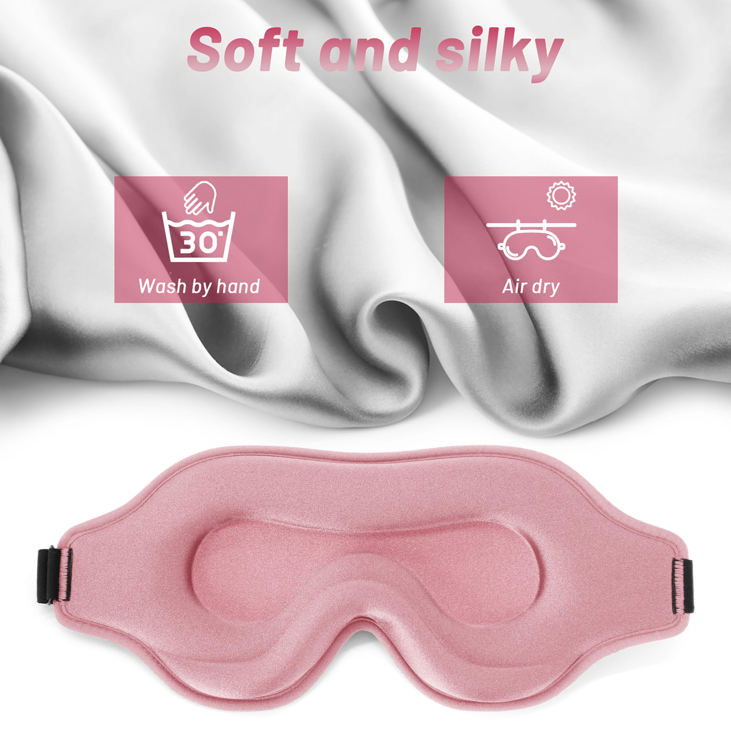 Sleep Eye Mask for Men Women, Lash Extensions 3D Sleeping Mask, Travel Blackout Night Blindfold Eye Shade Cover with Adjustable Strap (Pink)