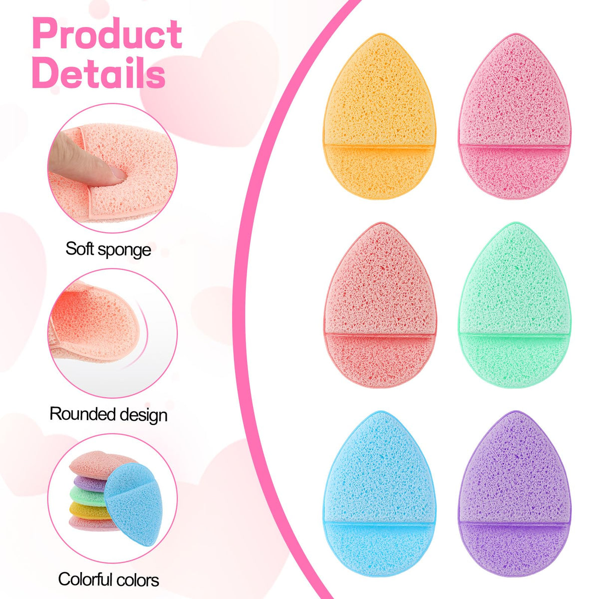 6 PCS Face Sponges for Cleansing and Exfoliating Facial Sponges for Washing Face Cleansing Puff Colorful Reusable Makeup Remover Exfoliating Pads for Daily Clean