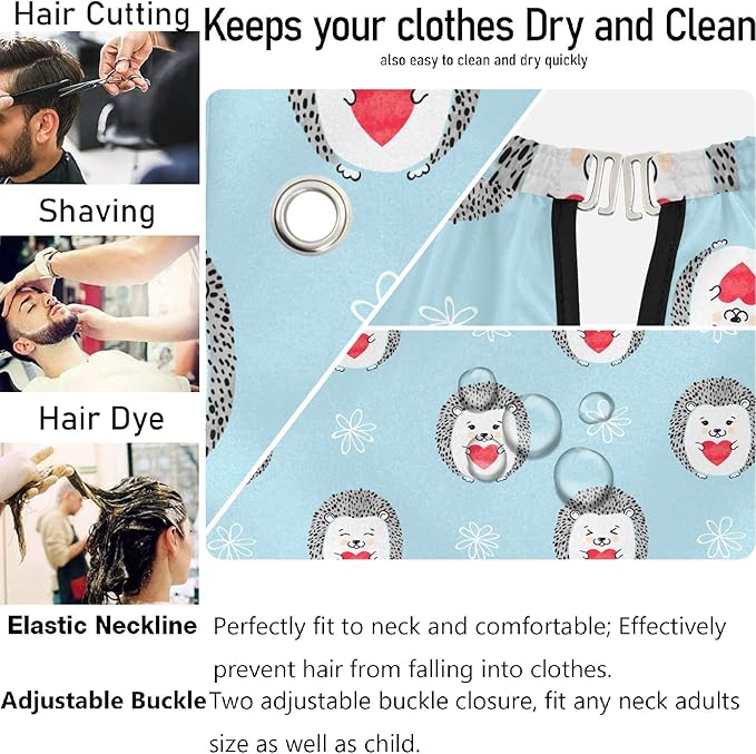 visesunny Hedgehogs With Heart Barber Cape Anti-Static Hair Cutting Cape with Snap Closure Professional Salon Polyester Cape Barber Water-Resistant Hairdressing Cape Adjustable Snap for Hairstylists