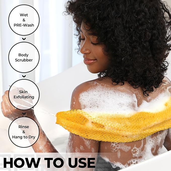 African Net Sponge Authentic - Exfoliating Back Scrub Bath Sponge with Knots - Afro Scrub Body Scrubber Exfoliator Washcloth - African Body Care Daily Use Shower Essentials