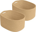 Cotton Rope Storage Basket, 15x10x9 Inches, Woven Basket for Shelves, Clothes, Towels, Books, and Laundry, Jute Brown (2 Pack)