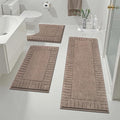 Pauwer Bathroom Rugs Sets 3 Piece, Microfiber Bath Mat Set, Coffee