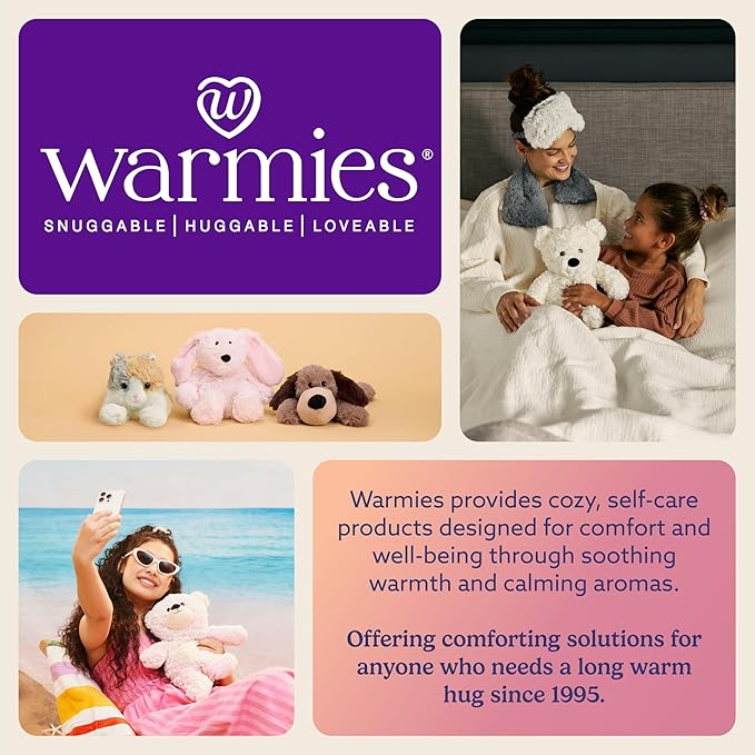 warmies Microwavable Eye Mask for Warmth & Comfort - Heating & Cooling Compress for Calming Relaxation - Weighted & Heated Eye Mask with Scented Lavender for Sleeping - Curly Gray