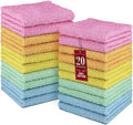 DecorRack 100% Cotton Washcloths 12x12 in, Assorted Colors (20 Pack)