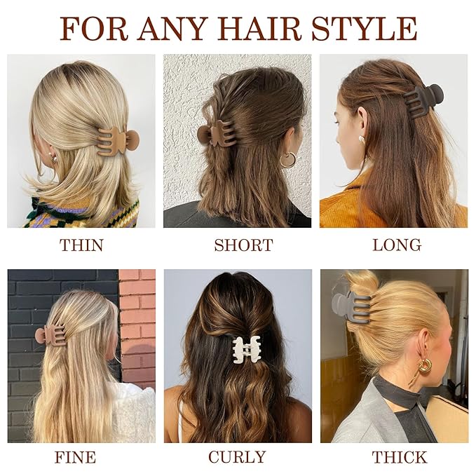 Sisiaipu 12Pcs Hair Clips for Women 1.8 Inch Small Claw Clips for Thin Hair Medium Hair Claw Clips for Thick Hair Accessories for Women Girls (Brown)