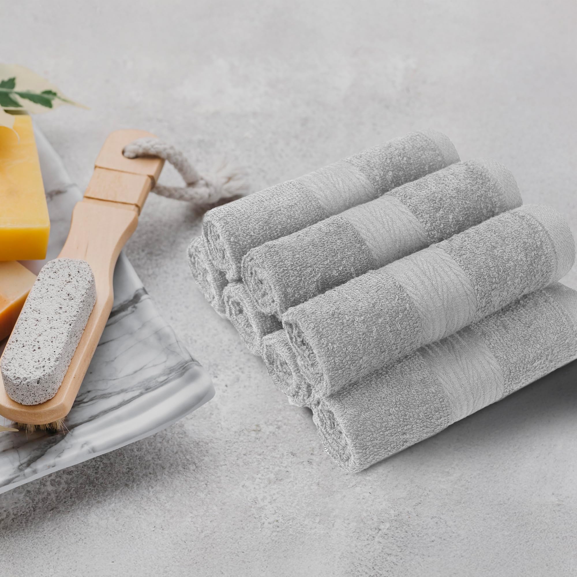 Amazon Basics Highly Absorbent Cotton Washcloths for Bathroom, Machine Washable, Fade-Resistant, 12 x 12 inches, Gray, 12-Pack