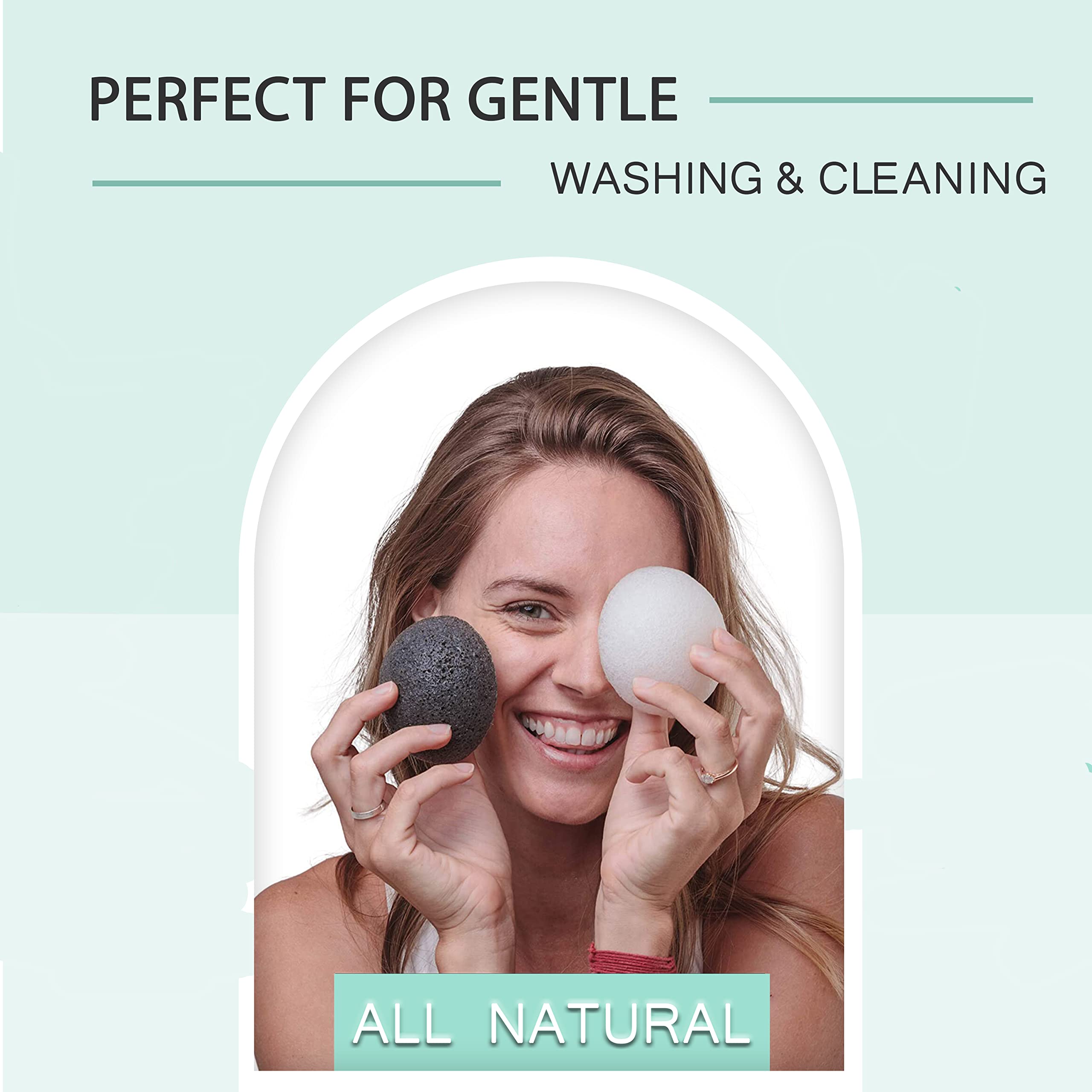pureSOL Konjac Sponges - Activated Charcoal - Facial Sponge, 100% Natural Sponges, Eco-Friendly - Great for Acne, Exfoliating