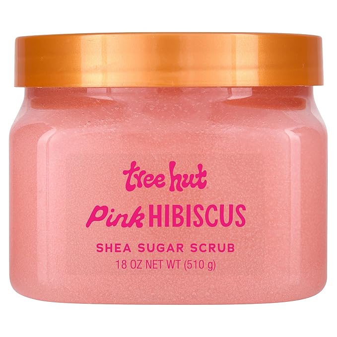 Tree Hut Pink Hibiscus Body Scrub, Exfoliating Sugar Scrub, Vegan, 18 Oz
