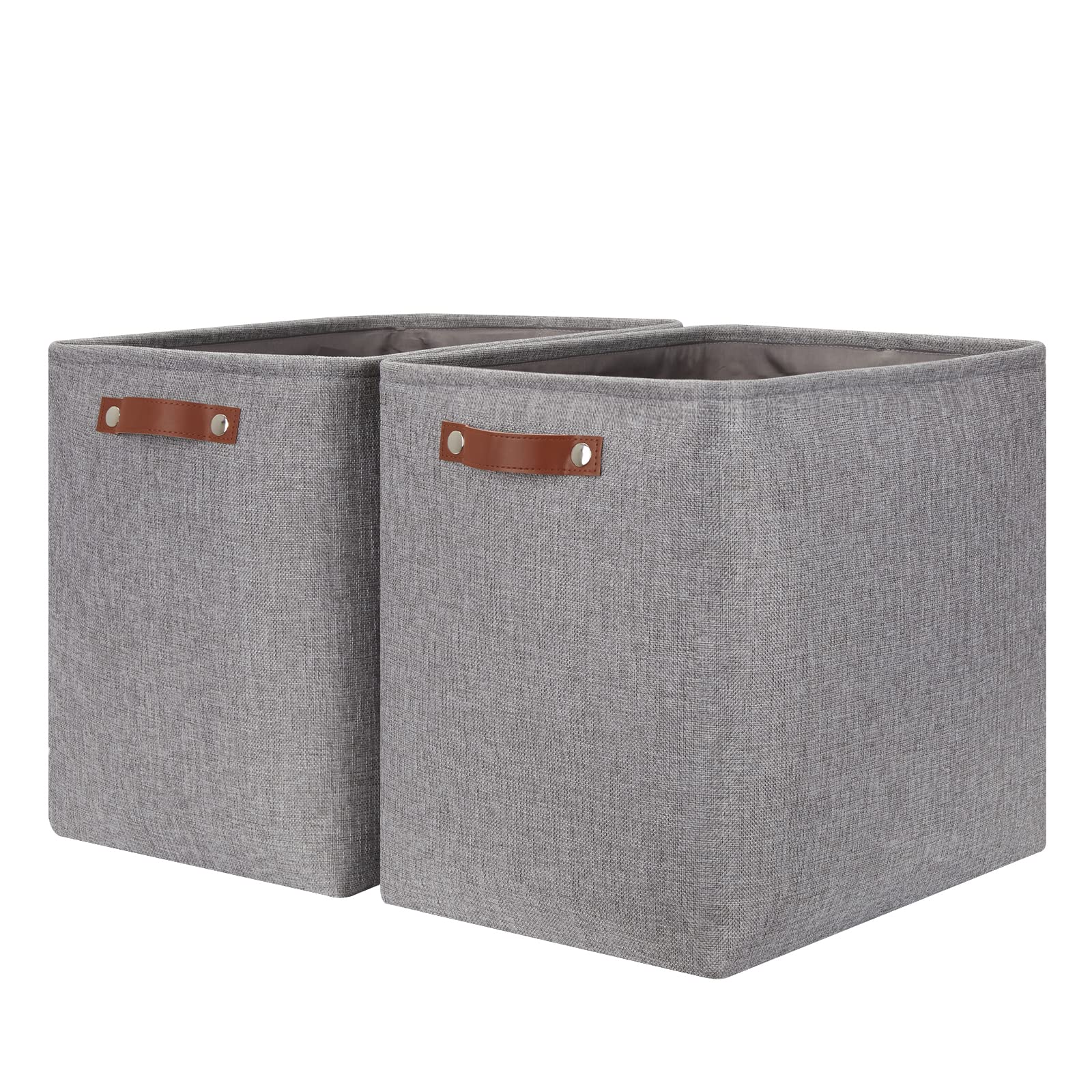 HNZIGE Tall Storage Baskets for Shelves, Rectangular Fabric Organizer with Handles, Decorative Closet Storage Bins (Grey)