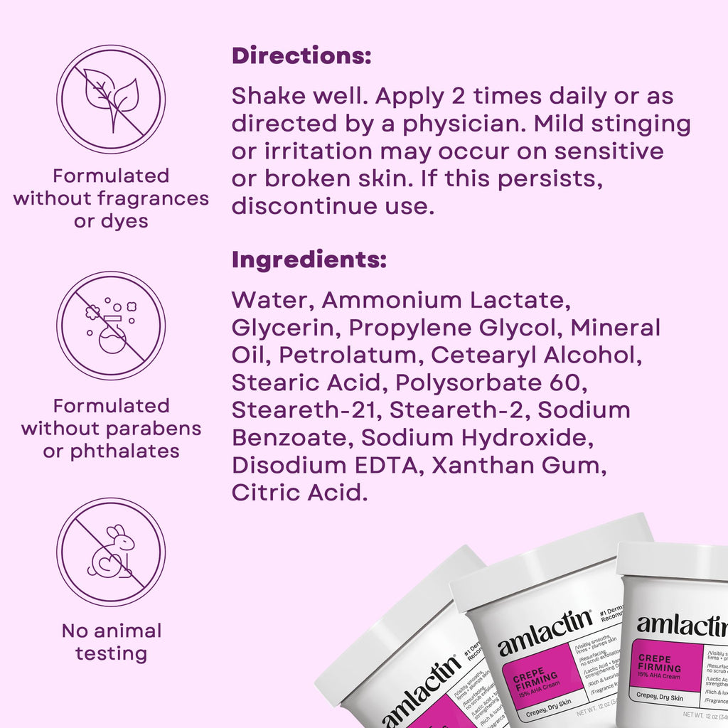 Amlactin Crepe Firming Body Cream, 15% Lactic Acid, 12 oz