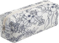 WHHJM Cute Floral Makeup Brush Bag Small Cotton Quilted Cosmetic Bag for Women Travel Toiletry Zipper Make Up Pouch (Navy Floral)