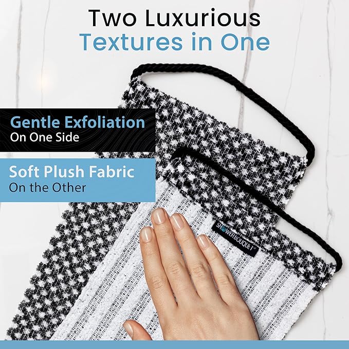 SHOWER BOUQUET Japanese-Exfoliating-Washcloth Back-Body Charcoal Silver Ion