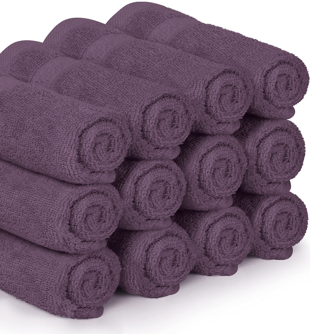 Utopia Towels 12 Pack Premium Wash Cloths, 12x12 in, 100% Cotton, Plum