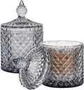 2 Pack Qtip Holder Apothecary Jars with Lid, Thick Glass, Gray