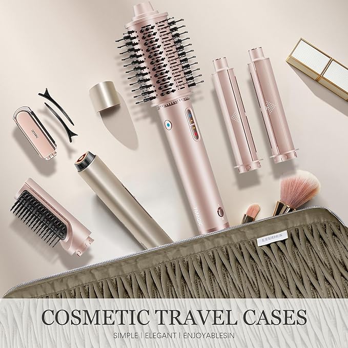 Leudes Dyson Airwrap Travel Case for Shark Hair Dryer Airstraight Flex Style Hair Attachment Tool Organizer Accessories Air Wrap Flat Curling Iron Carrying Case (Camel)