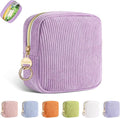 Playexen Period Bag for Purse, Corduroy Sanitary Napkin Storage Bag, Purple