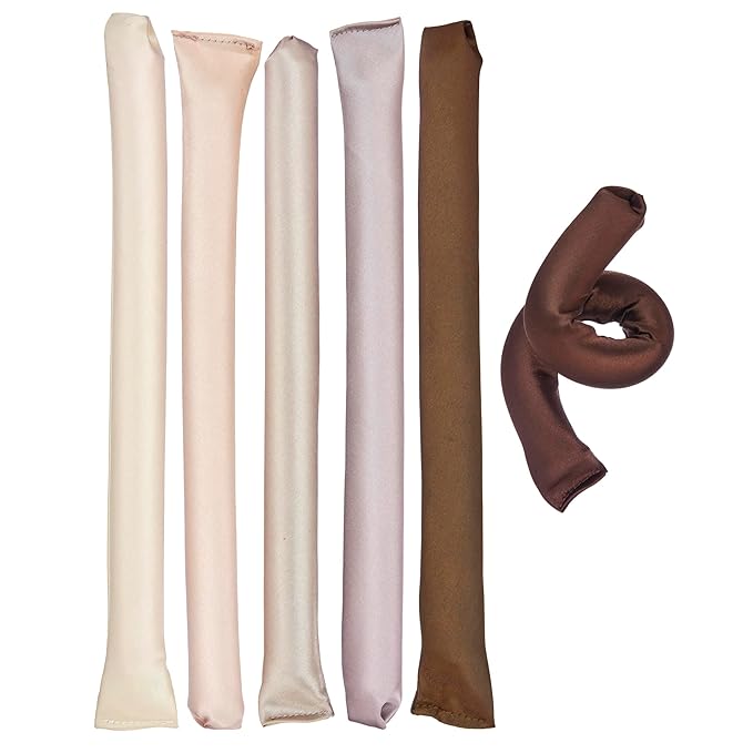 Expressions 6pc Satin Curling Rods - Super Soft Hair Accessories for Women - Flexible Curlers for Everyday Styling, Natural Waves & Spiral Curls