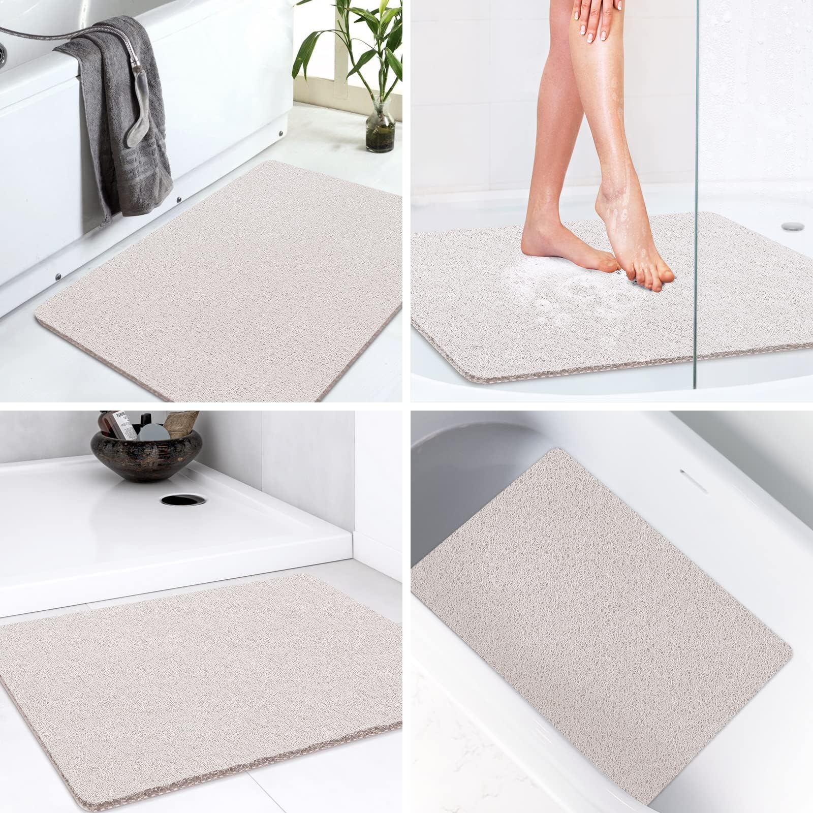 LuxStep Shower Mat Bathtub Mat Non-Slip Bath Mat with Drain, Quick Drying
